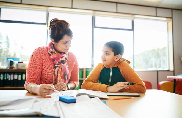 istock Teacher explaining the lesson to the student in class 1279235504