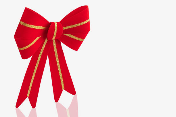 Christmas door ornament ribbon on white background with clipping path