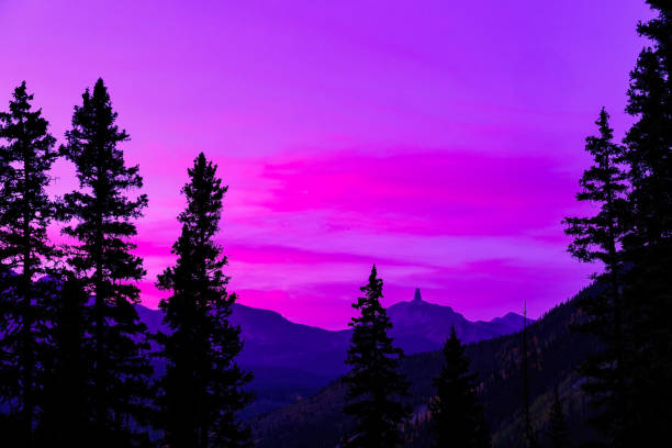 Lizard Head Peak Near Telluride Colorado - Scenic mountain views with pink clouds at sunset. Lizard Head Wilderness, Telluride, Colorado USA.