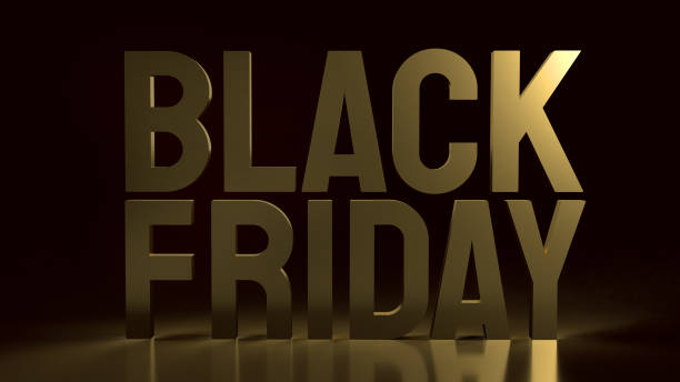 istock gold Black Friday text on black background for holiday shopping  3d rendering. 1279251272