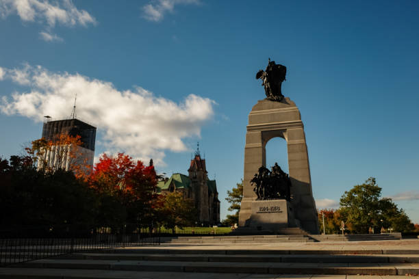 Ottawa, Ontario, Canada - October 8, 2020: The National War Memorial cenotaph in Confederation Square of downtown Ottawa.