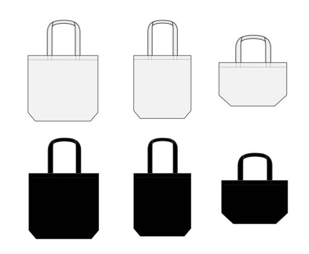 bildbanksillustrationer, clip art samt tecknat material och ikoner med tote väska (ecobag , shopping bag) mall vektor illustration uppsättning ( olika typer ) - bärkasse