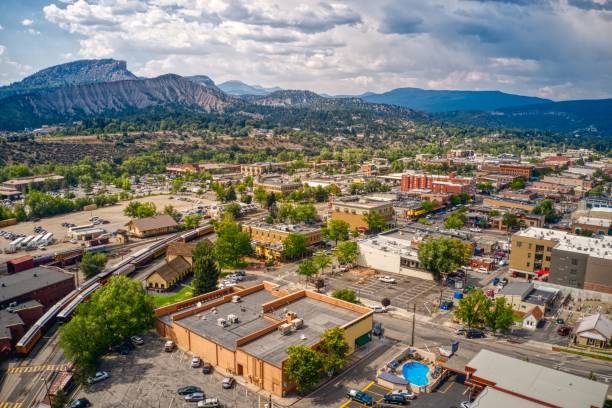 Aerial View of Durango, Colorado in Summer stock photo