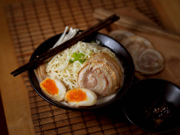 istock Tonkotsu ramen with sliced pork and eggs and pork bone based soup 1279262733