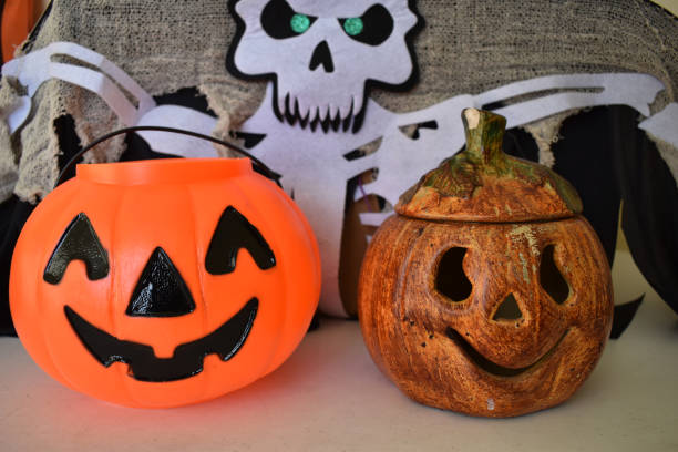 istock A plastic pumpkin next to a ceramic one for halloween decoration 1279266316