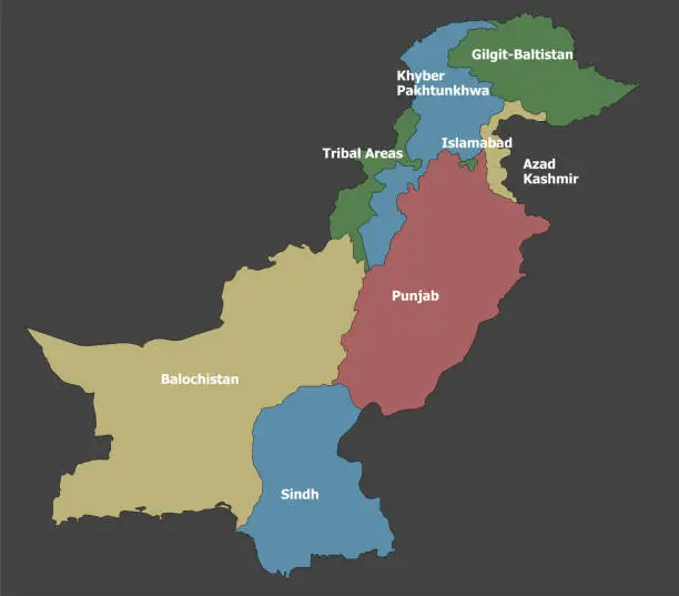 Vector illustration of Highly detailed political Pakistan map