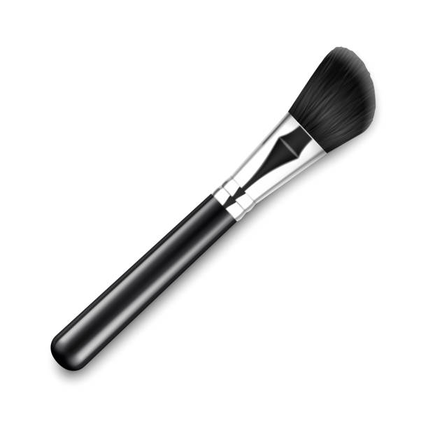 Vector Black Clean Professional Makeup Angle Blush Brush with Black Handle Isolated on White Background Vector Black Clean Professional Makeup Angle Blush Brush with Black Handle Isolated White Background cosmetic bag clip art stock illustrations