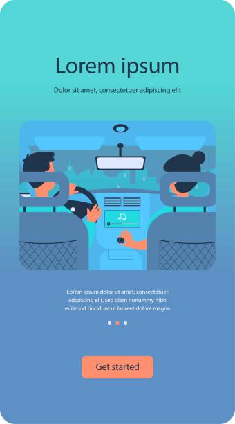 illustrations, cliparts, dessins animés et icônes de personnes écoutant de la musique tout en voyageant en voiture - enfants derrière voiture vacance