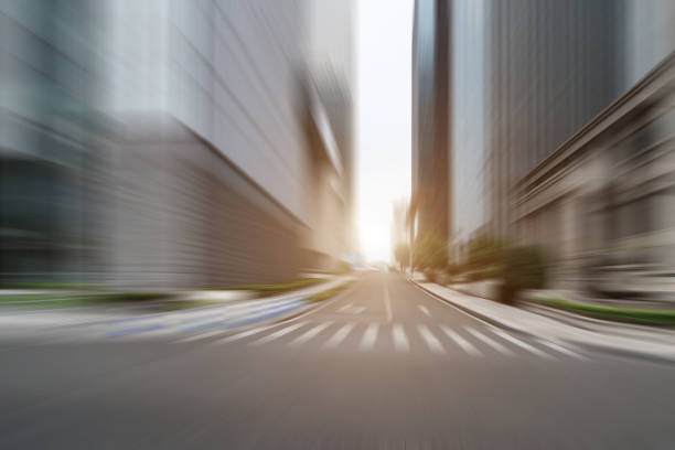 istock Empty motion blurred asphalt road in modern city 1279274604