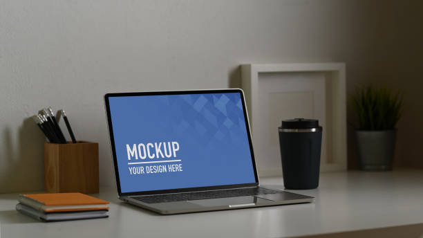 istock Office desk with laptop, stationery, drink-ware and decorations, include clipping path 1279275743