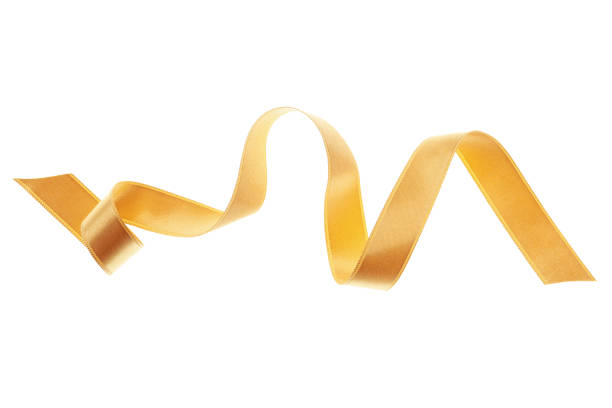 istock Gold curly ribbon isolated on white background 1279275989