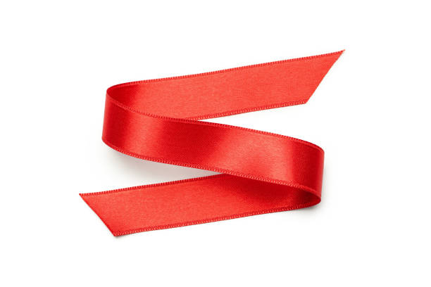 istock Holiday red ribbon isolated on white background 1279276863