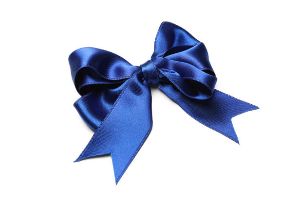 istock Blue satin bow isolated on white background 1279276969