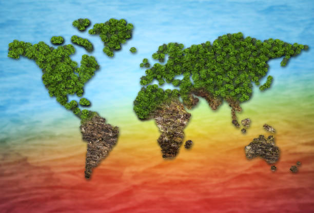 Forest in a shape of world - deforestation and global warming concept