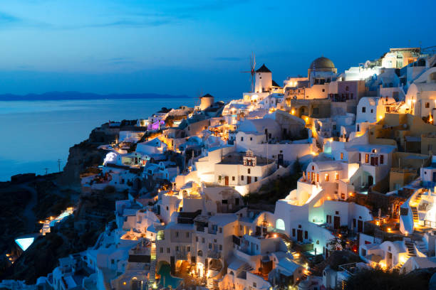 istock Oia village at night, Santorini 1279279552