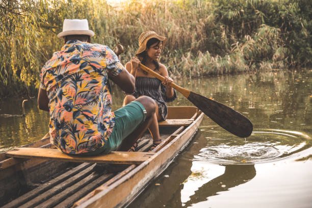 istock Couple together rowing for a romantic trip 1279279642