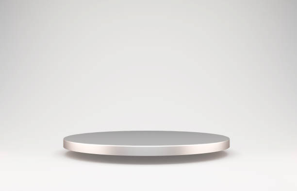 3D render Metallic Abstract podium on White Background. Stand for showing product.