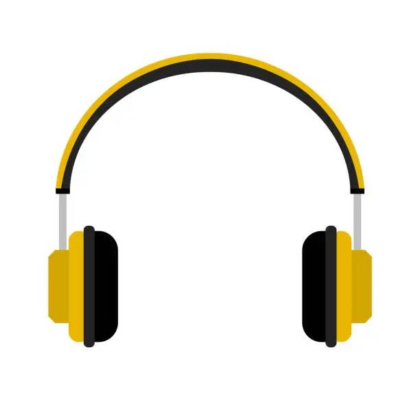 Vector illustration of Vector yellow headphones icon on white background.Headphones logo and symbols.