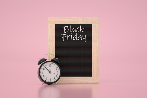 3d rendering of Empty Blackboard, Black Friday Concept.