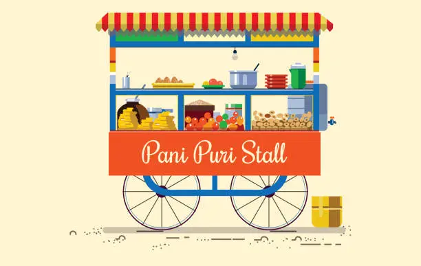 Vector illustration of Pani Puri Stall