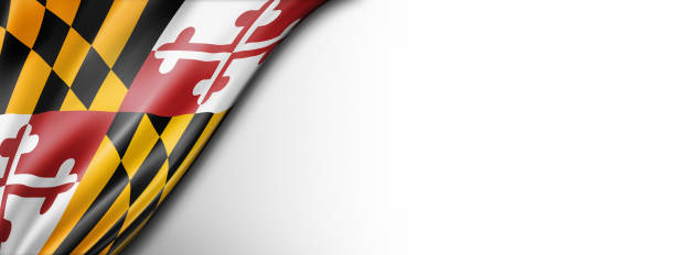 Maryland flag on white wall banner, USA