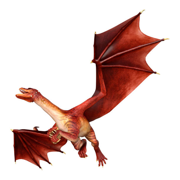 istock 3D illustration fantasy dragon on white 1279285805