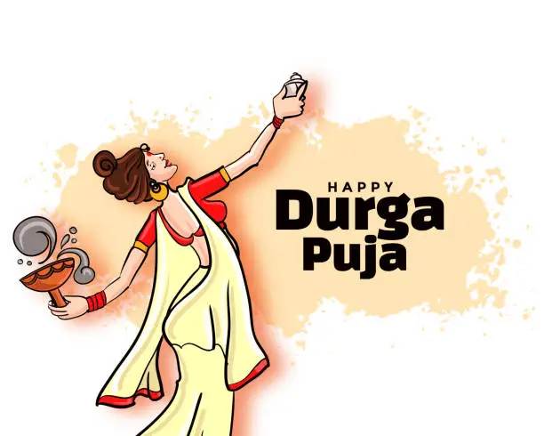 Vector illustration of happy durga pooja navratri festival card design