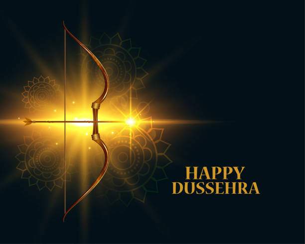 Happy Dussehra Glowing Festival Wishes Background Design Stock Illustration  - Download Image Now - iStock