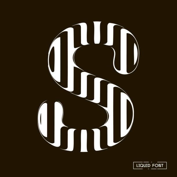 istock S letter formed by parallel lines. A letter made of glass through which lines are visible that are distorted. 1279287702