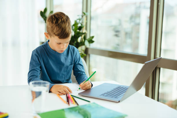 istock School boy watching online education classes on laptop 1279290858
