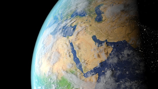 United arab emirates seen from space 3D rendering