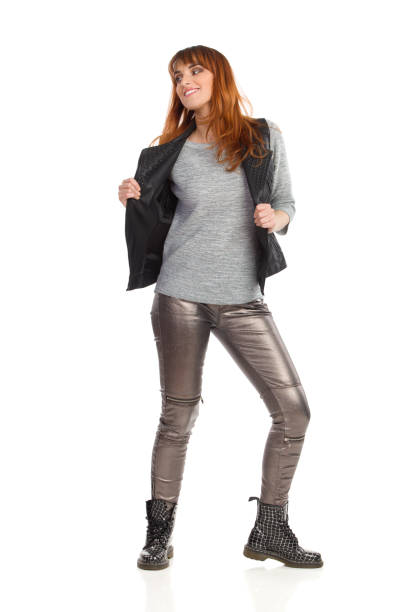 istock Carefree Young Woman Is Posing In Black Unbuttoned Vest 1279291765