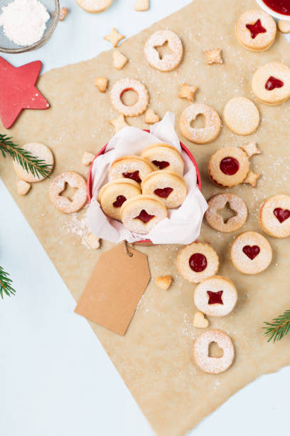 istock Traditional Austrian christmas cookies - Linzer biscuits filled with raspberry jam. 1279296843