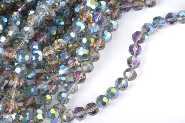 Beautiful Glass Sparkle Crystal Isoalted Beads on white background. Use for diy beaded jewelry