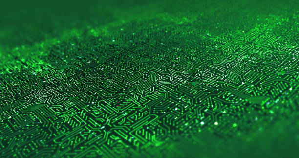 istock Close Up High Tech Circuit Board. Futuristic Technology. 3D Illustration Render 1279299723