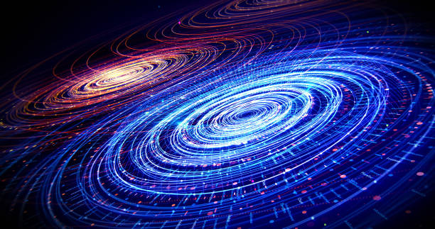 istock Abstract Circle Shapes Digital Lines Flowing. Creative Background 3D Illustration Render 1279299933