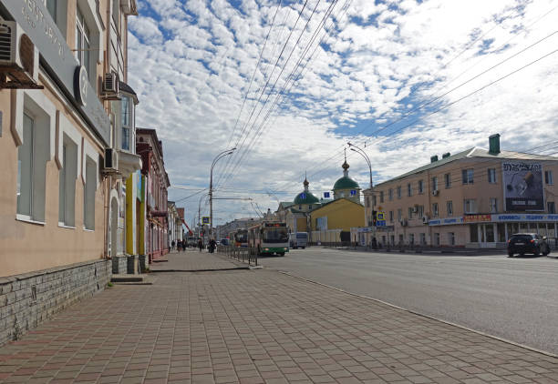 Tambov, Russia. September 7, 2020 Soviet street in Tambov on a summer day
