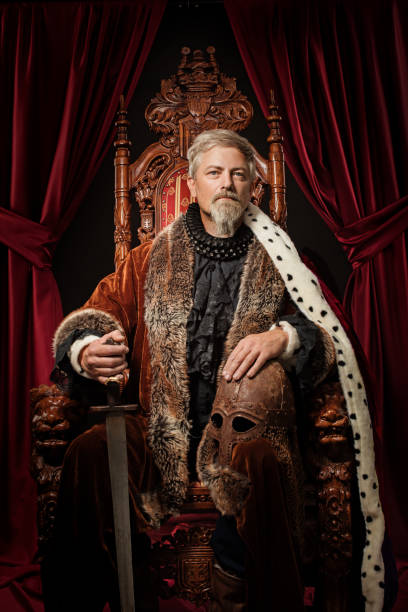istock Historical Viking King on the throne in studio shoot 1279310173