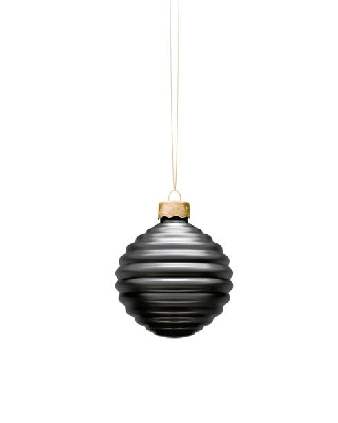 Black horizontally ribbed Christmas ball