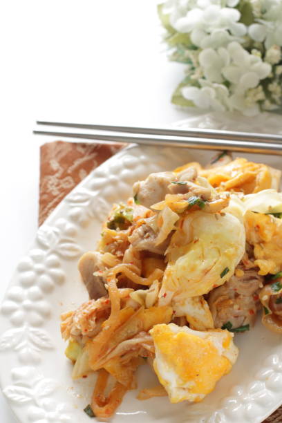istock Korean food, kimchi and pork stir fried with egg 1279310457