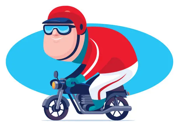 Vector illustration of man riding motorcycle