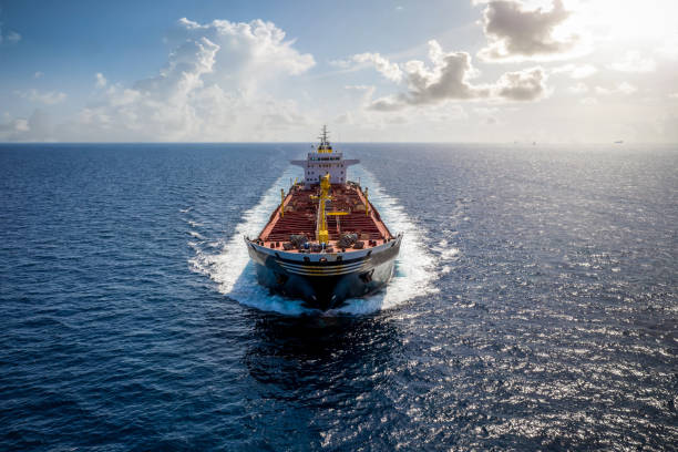 istock A bulk carrier freight ship traveling on full motion 1279313303