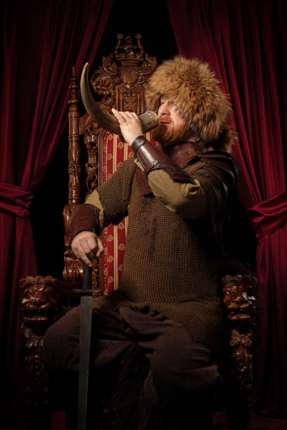 istock Historical Viking King on the throne in studio shoot 1279313560