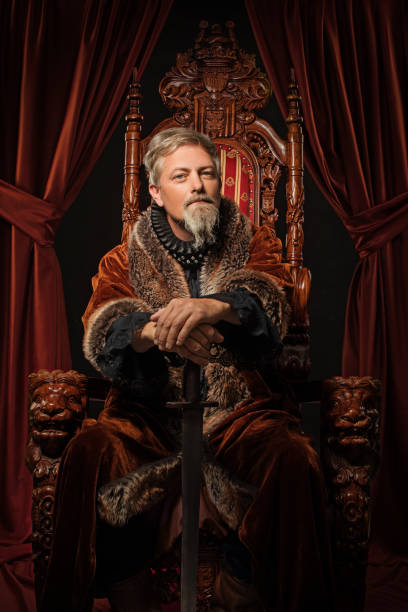 istock Historical Viking King on the throne in studio shoot 1279315419