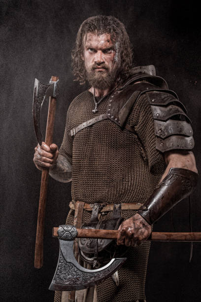 istock Bloody Viking warrior in studio shot 1279315507