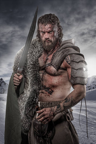 istock Bloody Viking warrior in studio shot 1279315605