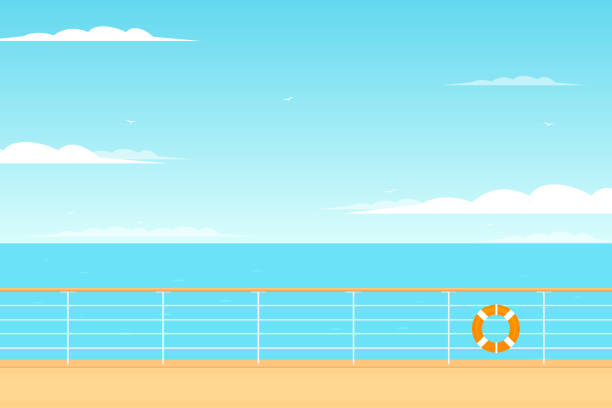 widok z pokładu wycieczkowego - rejs stock illustrations