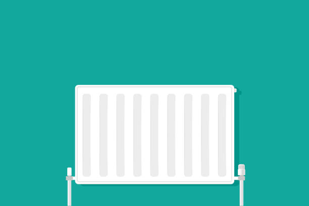 Home radiator image Home radiator with thermostat. Clipart image isolated on white background radiator stock illustrations