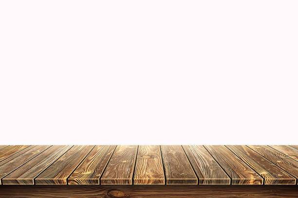 istock 3D Rendering, wooden top table on isolated white background 1279318993