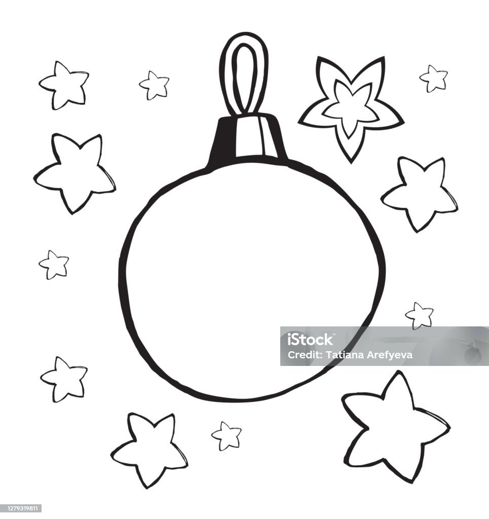 Vetores de Decoração De Natal Baile De Brinquedos De Árvore De Natal  Estrelas Esboço De Desenho Manual Ilustração Em Preto E Branco e mais  imagens de Alegria - iStock